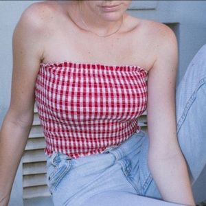 Brandy Melville Red Gingham Tube Top
